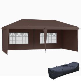 Outsunny 10' x 20' Pop Up Outdoor Party Tent with 4 Removable Sidewalls, Wedding & Event Canopy with Carry Bag for Patio, Backyard, Coffee