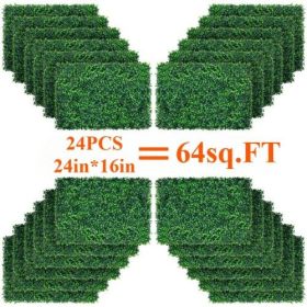 24Pcs 24in*16in Artificial Boxwood Topiary Hedge Plant Grass Backdrop Fence Privacy Screen Grass Wall Decoration For Balcony Garden Fence