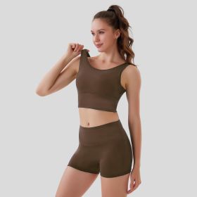 No Need To Wear Underwear Sports Shorts (Option: Brown-L)